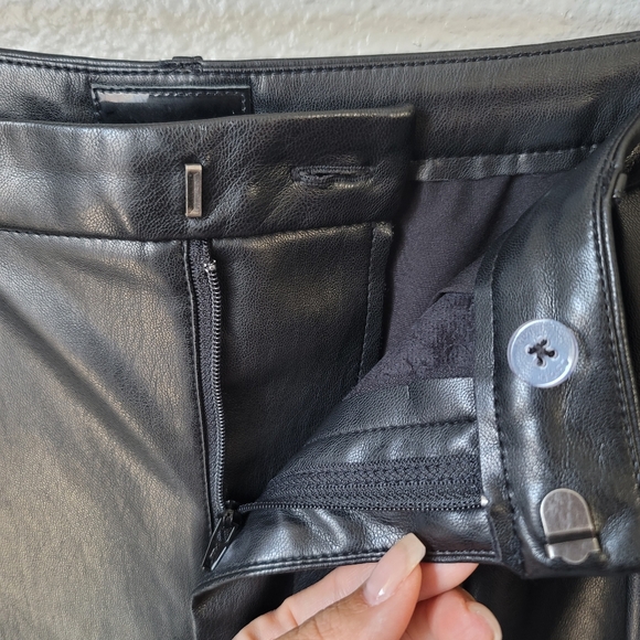 MOTHER The Twisty Tie Bounce Hover Pleated Faux Leather Pants Size 29 In Black - Picture 6 of 11